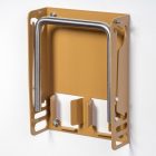 LIGHT BROWN COLORED FOOTREST WITH SHOE CREAM HOLDER - GLOSSY FINISH