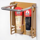 LIGHT BRWON COLORED  FOOTREST WITH SHOE CREAM HOLDER -  SHOE CREAM INCLUDED -  GLOSSY FINISH