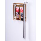 LIGHT BRWON COLORED  FOOTREST WITH SHOE CREAM HOLDER -  SHOE CREAM INCLUDED -  GLOSSY FINISH