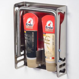   STAINLESS STEEL FOOTREST WITH SHOE CREAM HOLDER  - SHOE CREAM INCLUDED