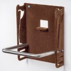 FLOCKED (VELVET) FOOTREST, DARK BROWN COLOR, WITH SHOE HORN HOLDER