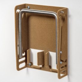   FLOCKED (VELVET) FOOTREST, LIGHT BROWN COLOR, WITH SHOE CREAM HOLDER