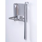 FLOCKED (VELVET) FOOTREST, GREY COLOR, WITH SHOE CREAM HOLDER