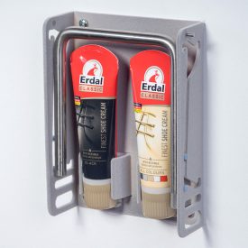   FLOCKED (VELVET) FOOTREST, GREY COLOR, WITH SHOE CREAM HOLDER, SHOE CREAM INCLUDED